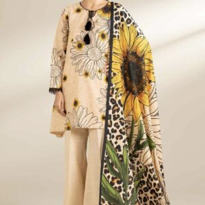 Slub Cotton Solid Printed 3pc