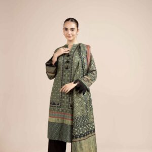 Slub Cotton Solid Printed 3pc