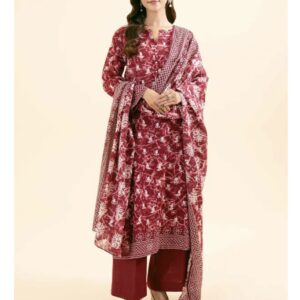 Slub Cotton Solid Printed 3pc