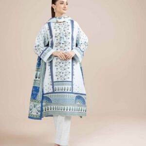 Slub Cotton Solid Printed 3pc