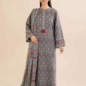 Slub Cotton Solid Printed 3pc