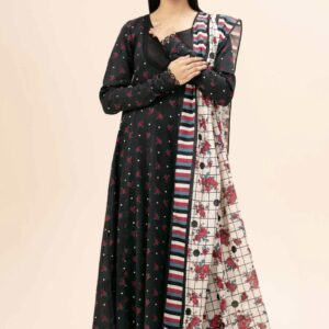 Slub Cotton Solid Printed 3pc